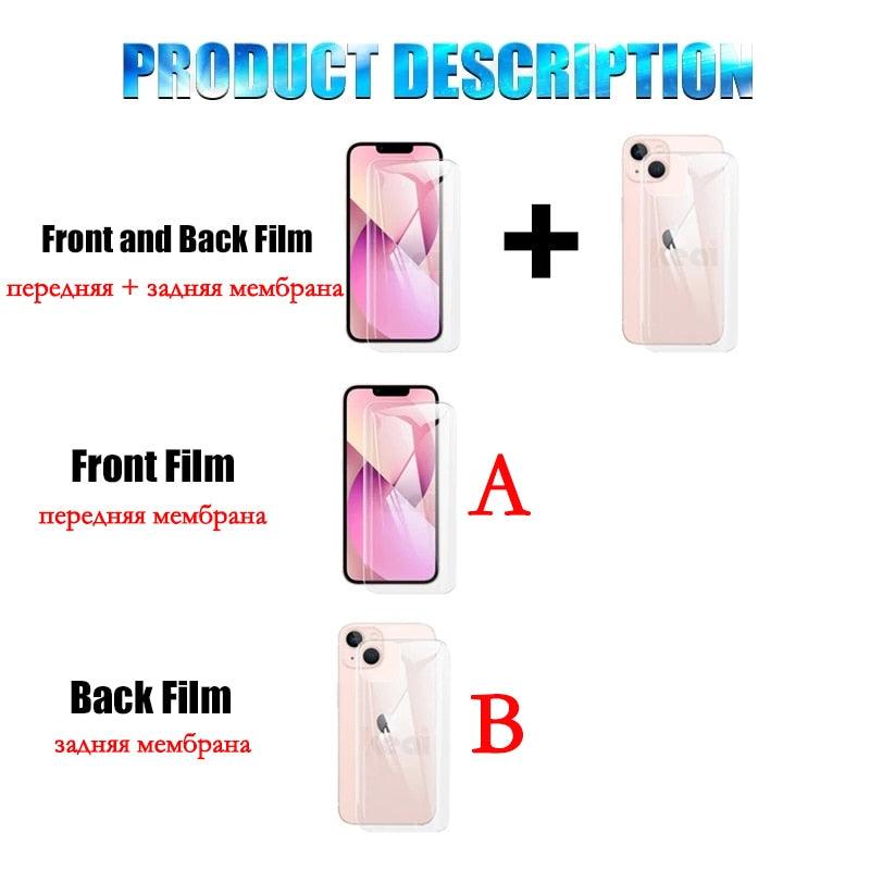 Protection d'écran en verre trempé ultra-fin pour iPhone 14 13 11 12 XS MAX XR X 7 8 6 6S SE Pro MAX Plus Mini, protection arrière souple anti-bulles/rayures