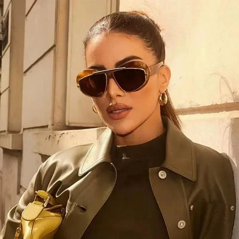 Nouvelles lunettes de soleil tendance Y2K à grande monture, verres œil de chat, style rétro, personnalité, anti-UV