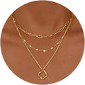 Colliers superposés en or pour femmes Collier empilable en plaqué or 14 carats et argent avec chaîne trombone et pendentif ras-du-cou pour femme