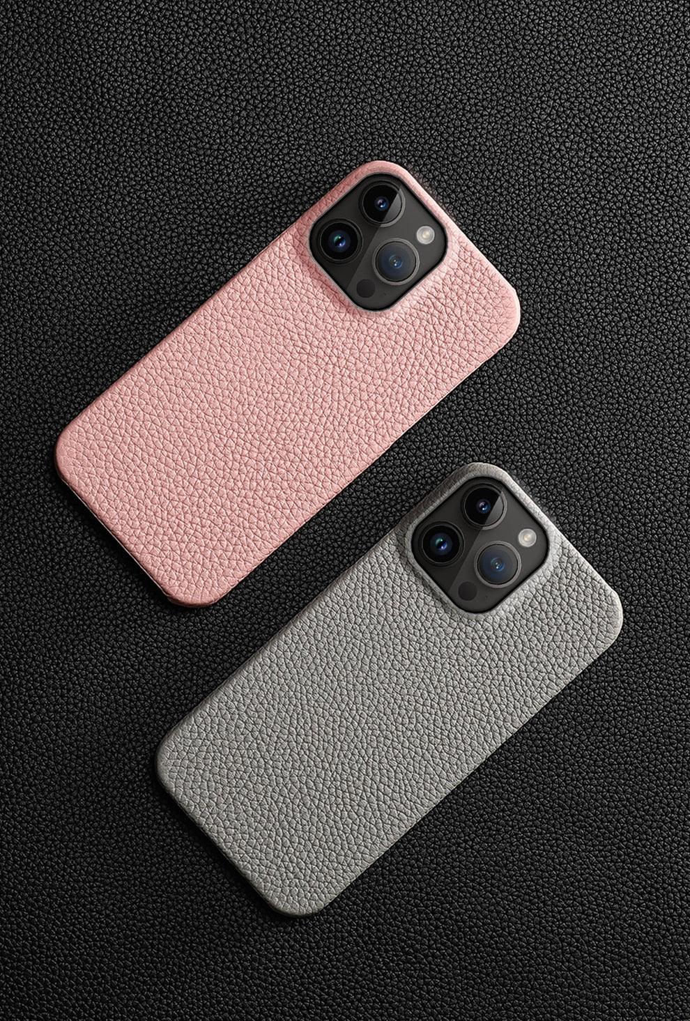 Étui de téléphone en cuir véritable pour iPhone 13 14 Pro Max 12 Mini 12 Pro Max Coque arrière Coque de téléphone en silicone orange fluo Compatible avec le chargement sans fil Coque de protection antichoc pour iPhone