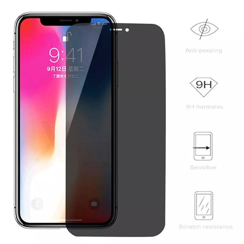 Verre de protection anti-espion pour iPhone 13 12 11 Pro Max 12mini Protecteur d'écran pour iPhone 6 14 7 8 Plus X Xr Xs Max Verre de confidentialité Verre mat Protection d'écran noire pour iPhone
