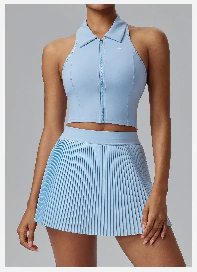 Jupe de sport florale à prix réduit pour femmes Jupe-culotte de tennis-badminton à séchage rapide Jupe plissée mi-longue de fitness avec short