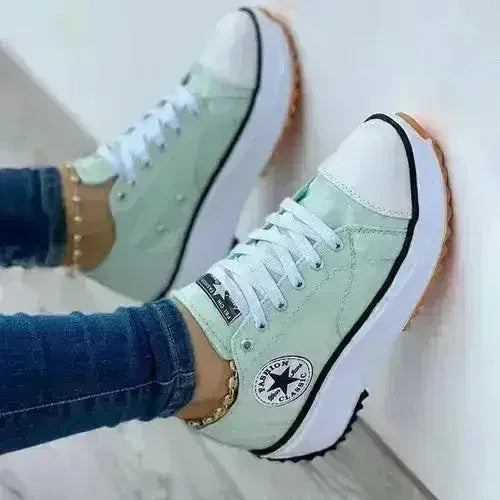Baskets plates à lacets Motif toile Chaussures de sport décontractées