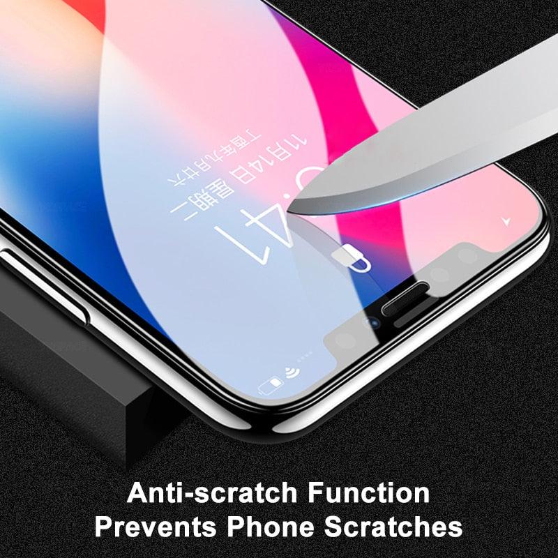 Verre Trempé Incurvé 5D 9H pour iPhone X XR XS 11 12 13 14 Pro Max 6 6S 7 8 Plus SE Mini Film de Protection d'écran Complet Dureté 9H Sans Bulles Installation Facile Film Protecteur d'écran
