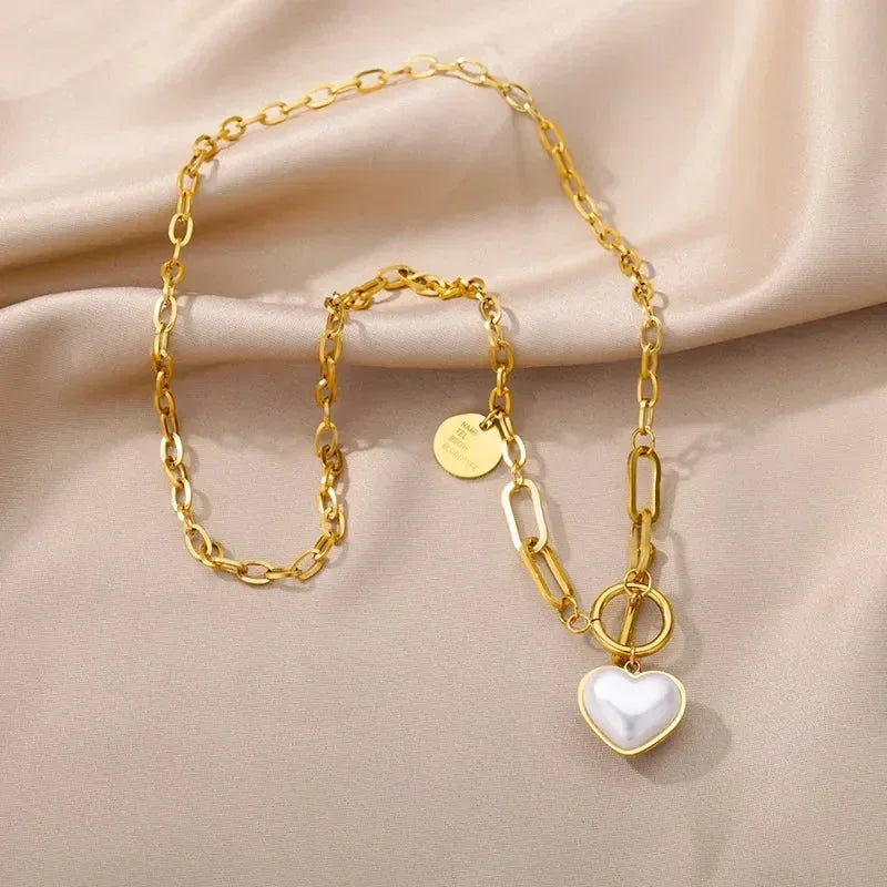 Collier multicouche cœur en acier inoxydable 316L pour femmes et filles, gothique, couleur or, chaîne de clavicule, pendentif ras du cou, cadeau d'anniversaire