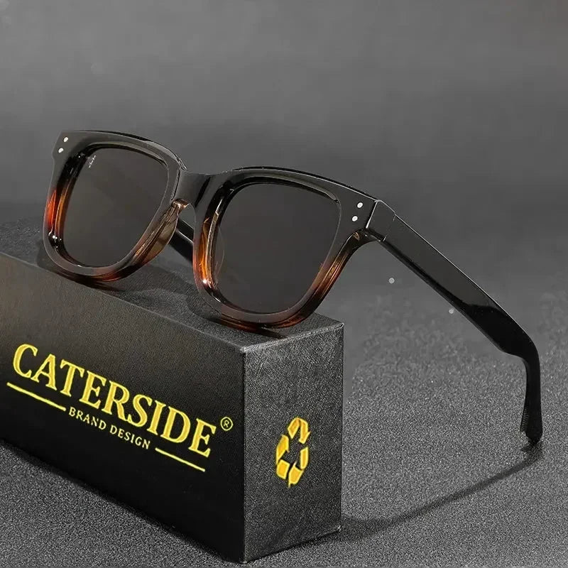 Lunettes de soleil rétro carrées CATERSIDE Hommes Grand Cadre Design Insert de Noyau Branche Femmes Lunettes de soleil Voyage Fête Haute Qualité UV400