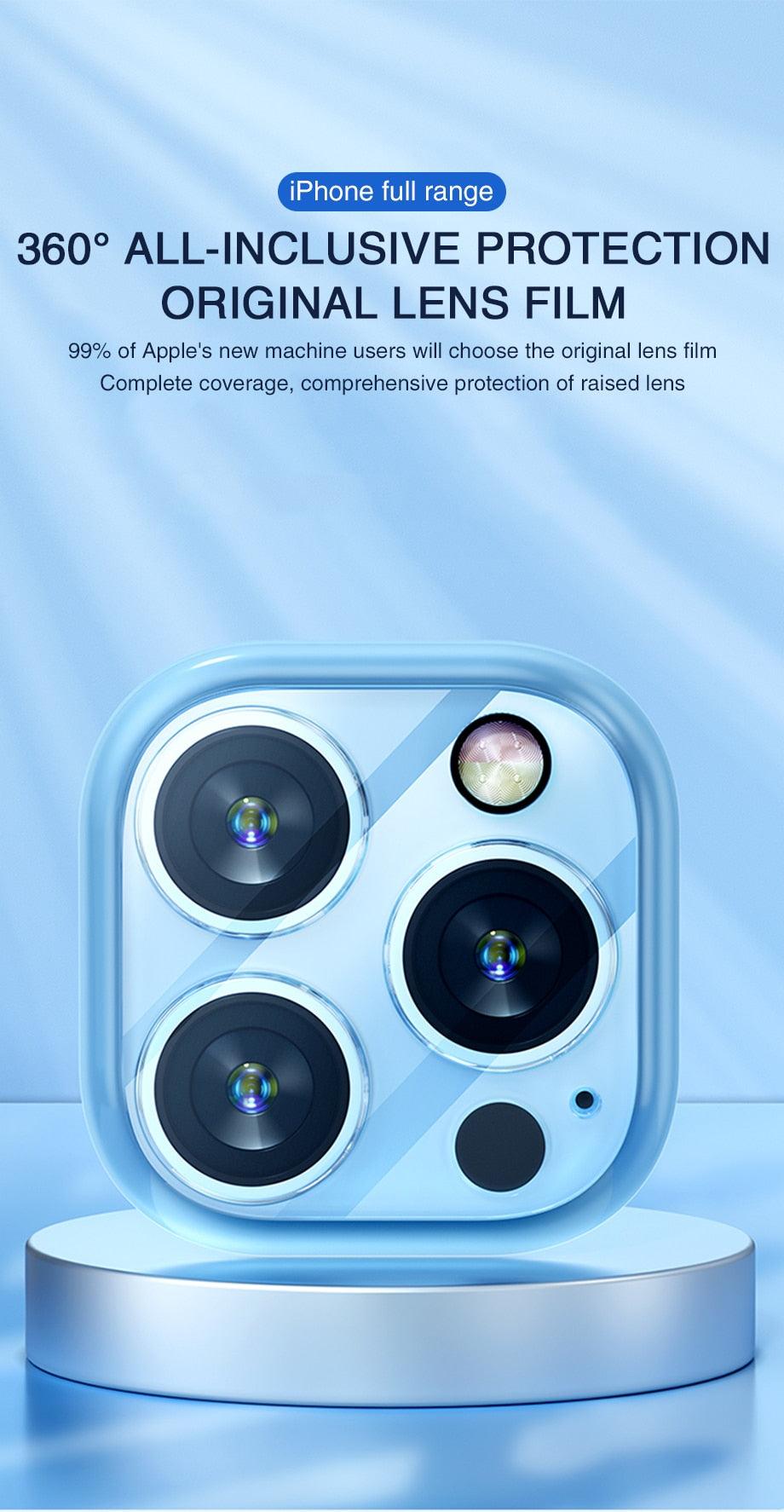Protecteurs d'Objectif de Caméra 3D pour iPhone 13 14 Pro Max 12 Mini XR Film de Protection en Verre HD pour Objectif Arrière d'iPhone 11 12 PRO MAX X XS