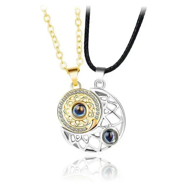 Collier magnétique homme et femme Superior Sense Sun and Moon Lovers, chaîne en alliage au design de niche