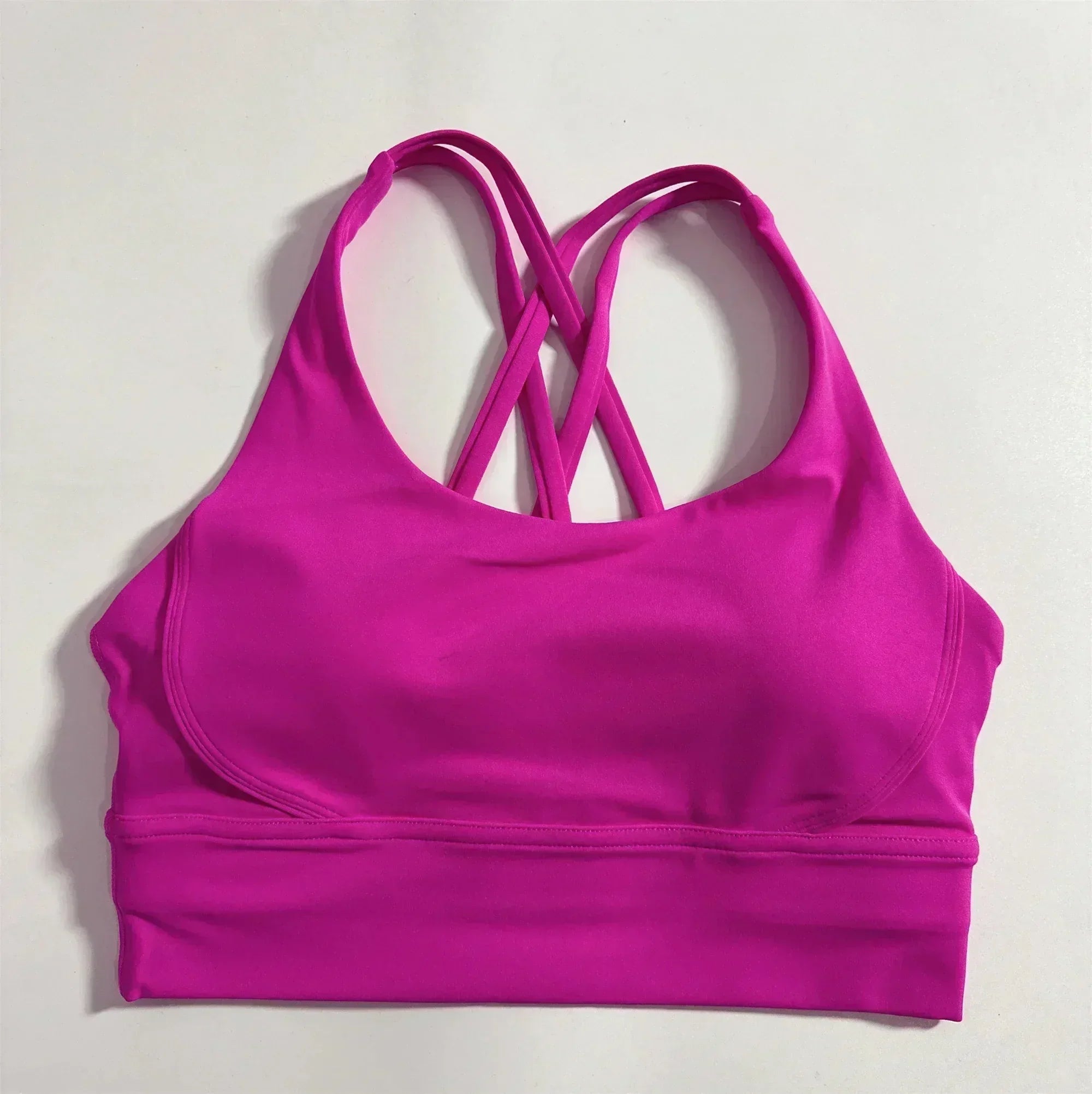 Soutien-gorge de sport uni pour femme, doux, haute résistance, haut moulant d'entraînement complet, gym, yoga, avec coussinets de poitrine