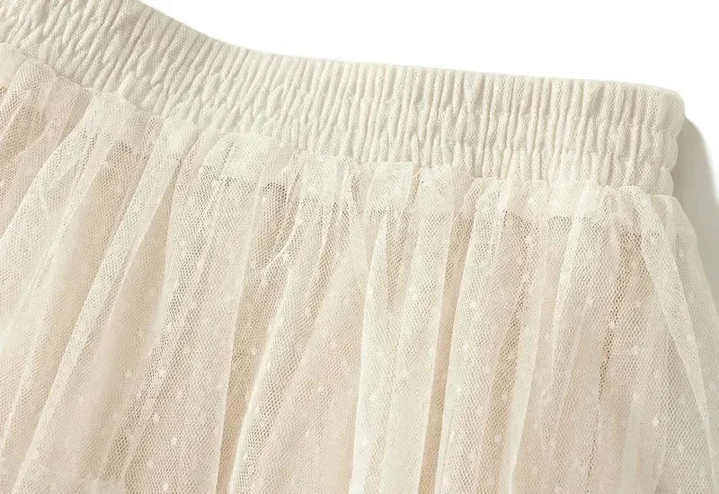 Jupe mi-longue taille haute amincissante pour femme, en gaze haut de gamme, longue, pour l'été, jupe plissée 2025