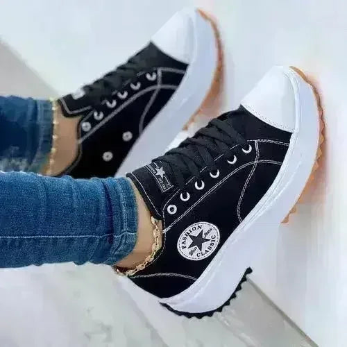 Baskets plates à lacets Motif toile Chaussures de sport décontractées