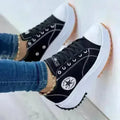 Baskets plates à lacets Motif toile Chaussures de sport décontractées