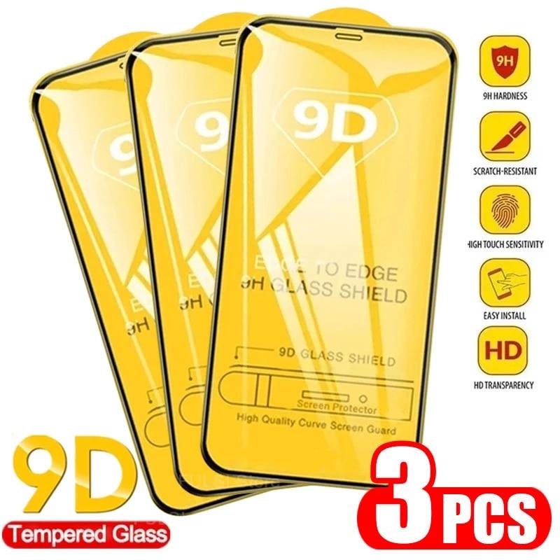 Verre trempé 9D pour iPhone 11 12 13 14 Pro XR X XS Max Film de protection d'écran pour iPhone 12 Pro Max Mini 7 8 6 6S Plus SE Film de protection d'écran en verre trempé compatible pour iPhone