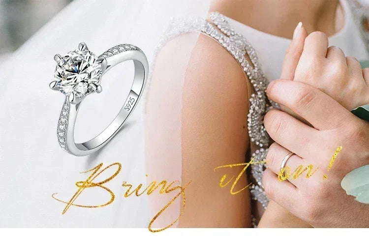 JewelryPalace Bague de fiançailles en argent sterling S925, couleur D, moissanite ronde de 0,5 carat, 1 carat, 1,5 carat, 2 carats, 3 carats pour femme