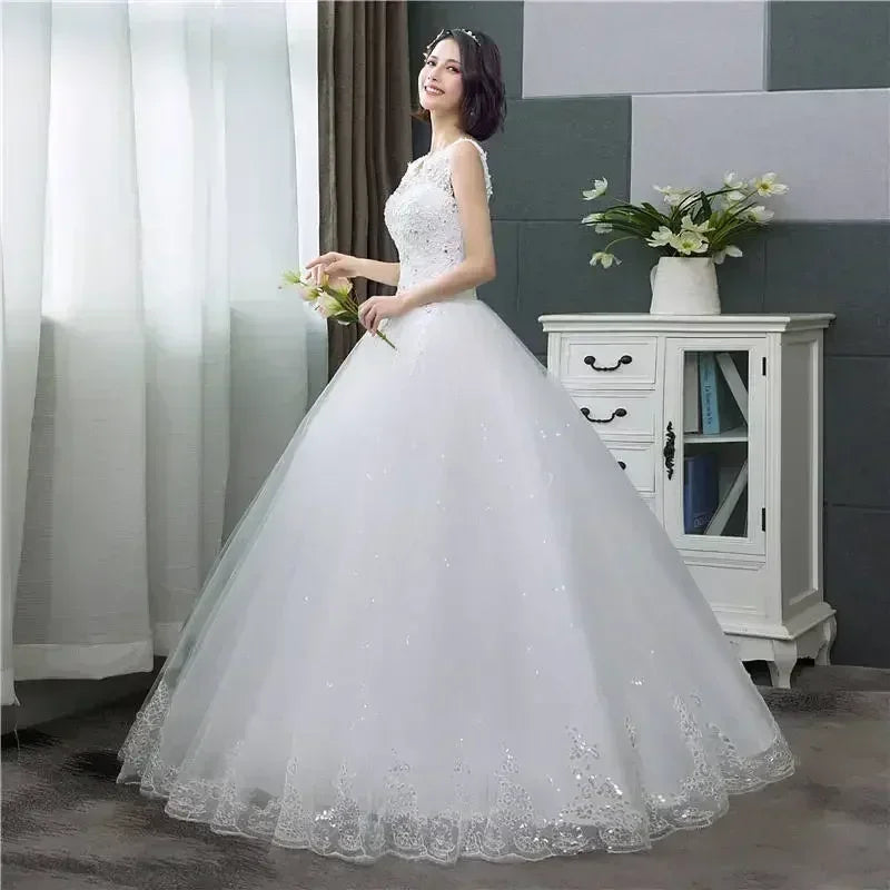 Robe de mariée grande taille - Robe de bal à paillettes encolure en V personnalisable | Femstylo