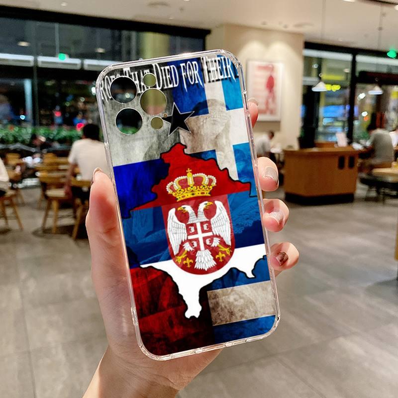 Drapeau de la Serbie Serbe Coque de téléphone transparente pour iPhone 13 12 11 14 Pro Max Mini X XR XS 7 8 Plus 13 14 Pro Max Coques de téléphone Drapeau Silicone Coque pour iPhone