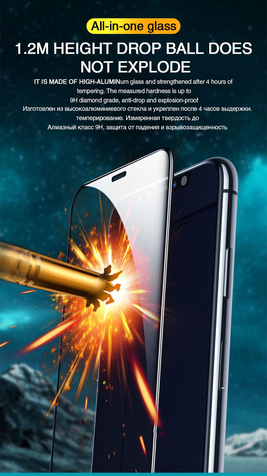 Verre de protection intégral 9D pour iPhone 12 X XS XR 6 6S 7 8 Plus Film trempé iPhone 14 11 13 Pro Max Protecteur d'écran en verre Protection incassable Installation facile Sans bulles Film protecteur transparent comme du cristal