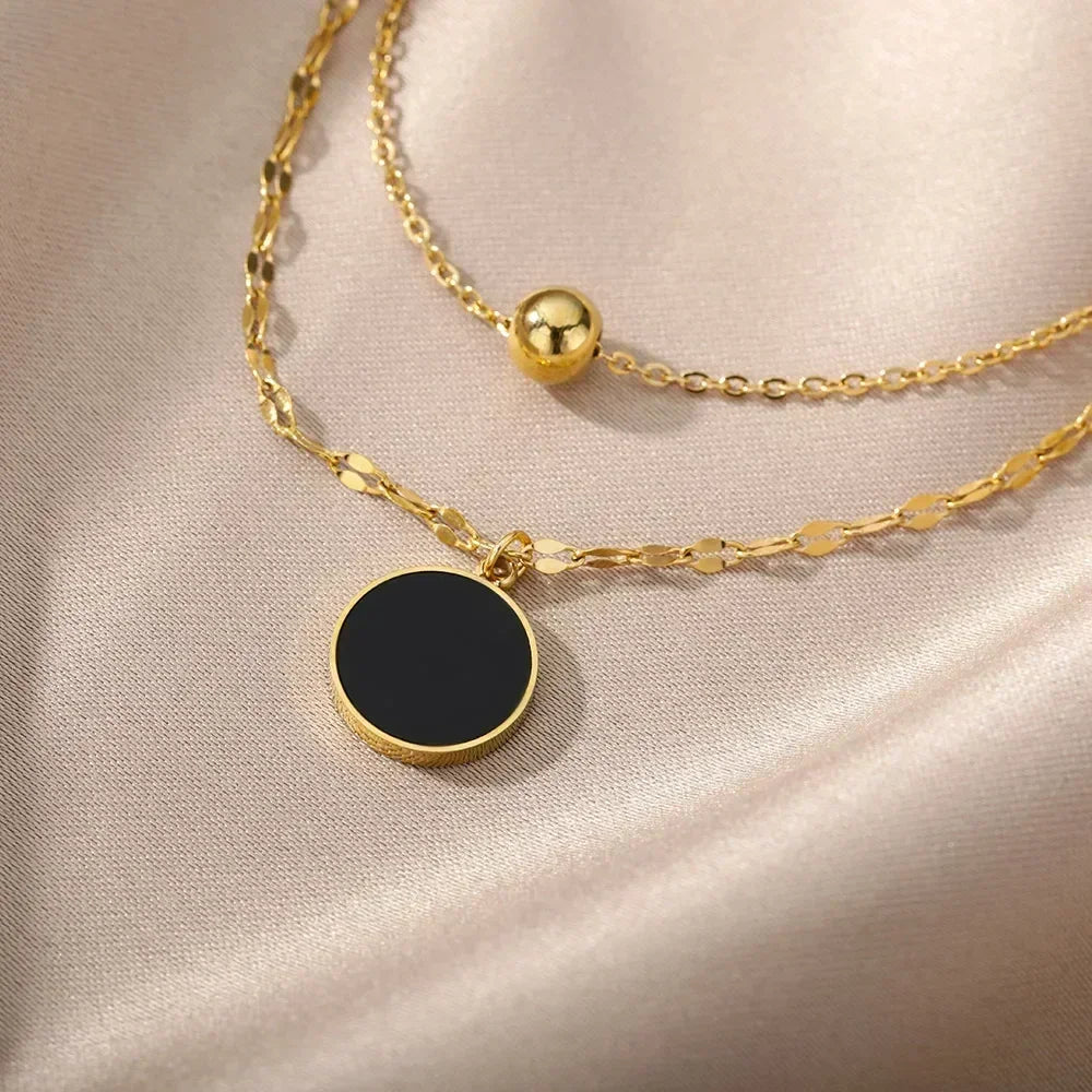 Collier multicouche cœur en acier inoxydable 316L pour femmes et filles, gothique, couleur or, chaîne de clavicule, pendentif ras du cou, cadeau d'anniversaire