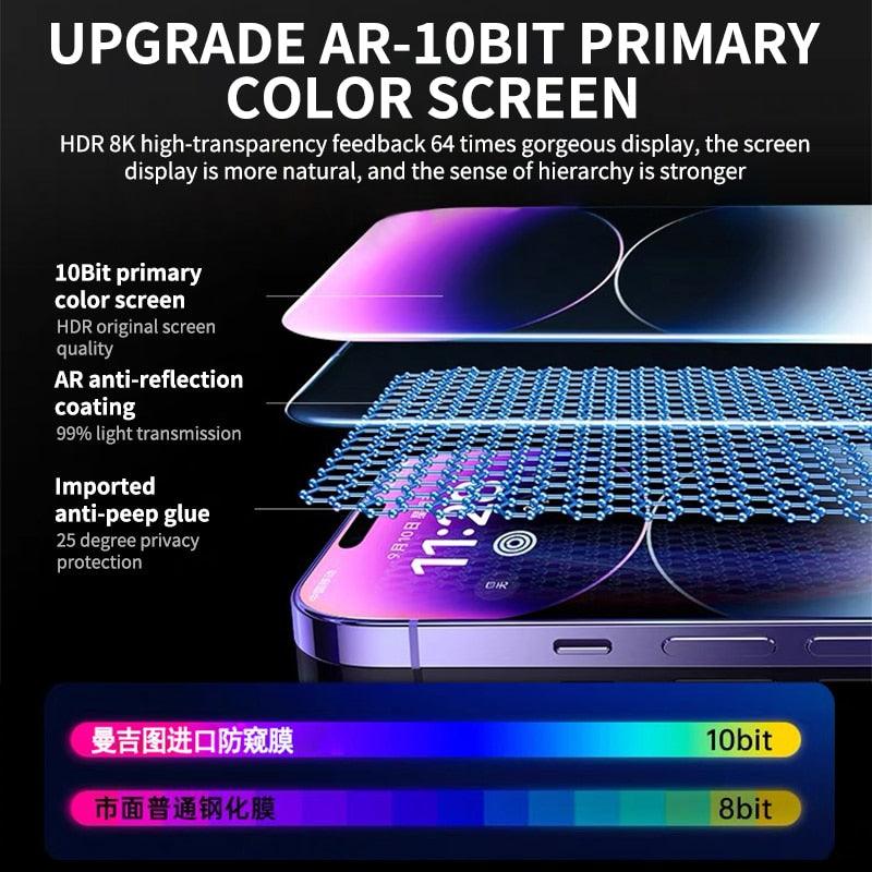 Verre trempé 100D pleine couverture pour iPhone 14 11 12 13 Pro Max XR X Protection d'écran pour iPhone 14 Pro Max Verre de protection incurvé Protection d'écran en verre trempé incassable de qualité militaire et la plus durable pour iPhone