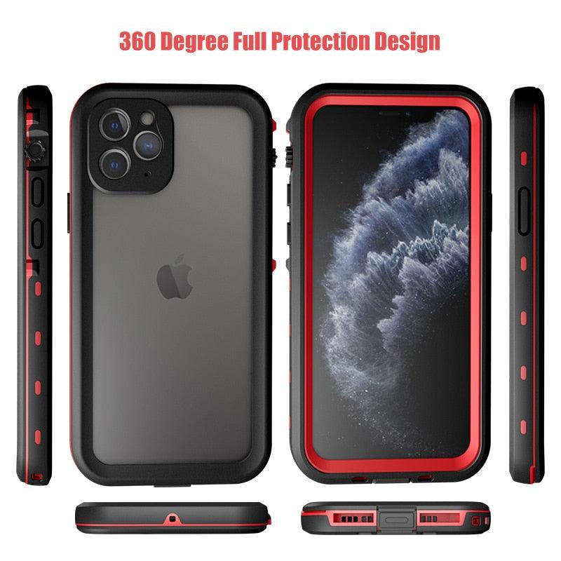 Coque étanche pour iPhone 14 13 12 11 Pro Max 14Plus 12Pro Coque durable étanche Sport 360 Protection iPhone12 Mini Coque étanche pour iPhone résistante aux chutes Arrière transparent