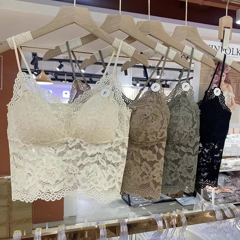 Soutien-gorge sans fil en dentelle à fleurs pour femme, push-up, bralette, lingerie sexy, bonnet complet, dos nu, débardeur, soutien-gorge doux, grande taille, sous-vêtement