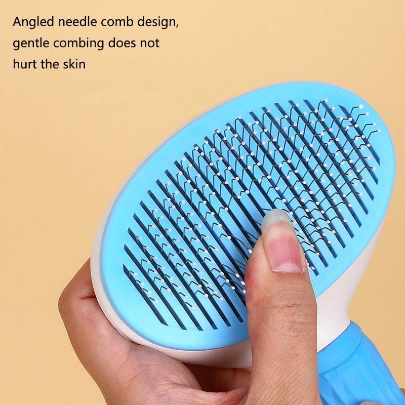 Brosse à épiler pour animaux de compagnie, peigne pour chat, outils de toilettage, accessoires pour chiens, fournitures pour chats, peigne de massage en acier inoxydable, brosse pour chiens et chats pour poils longs et courts avec brosse autonettoyante