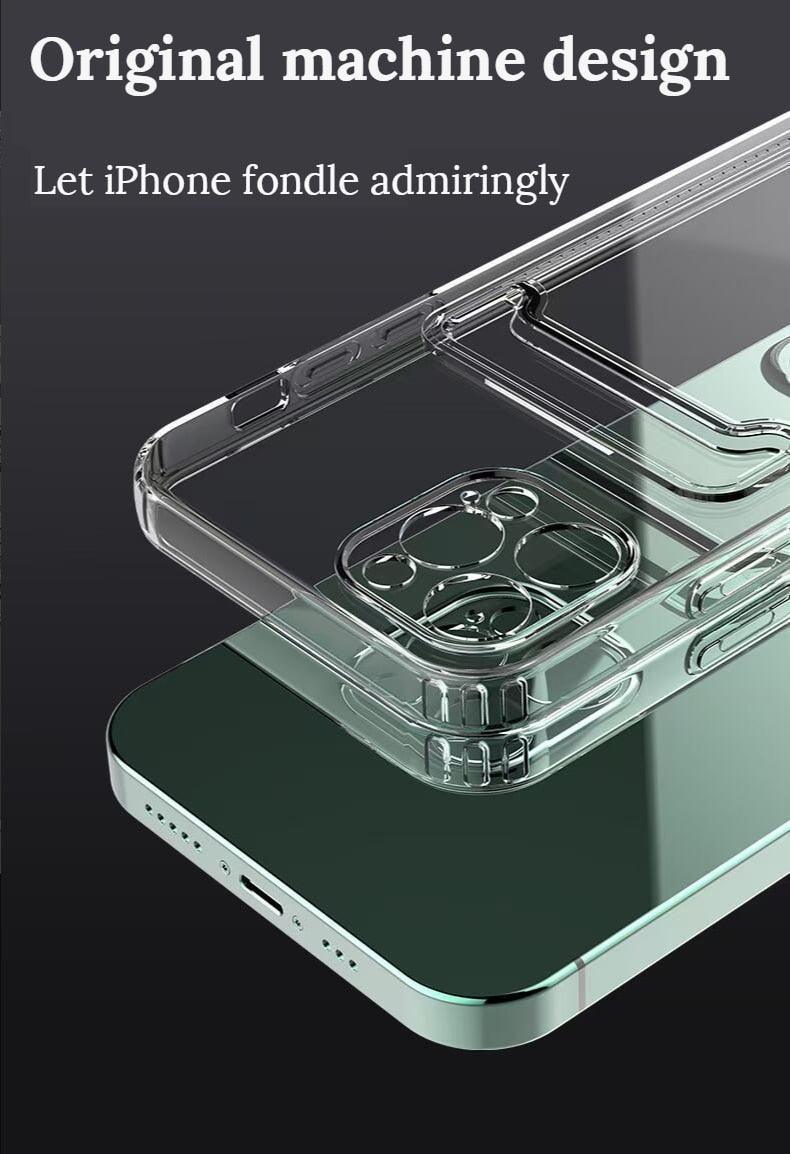 Nouvel Étui en Silicone Mini Porte-Cartes pour iPhone 11 12 13 iPhone 11 Pro X XS Max XR 7 8 Plus Coque Souple Mince Antichoc avec Porte-Cartes Mignon