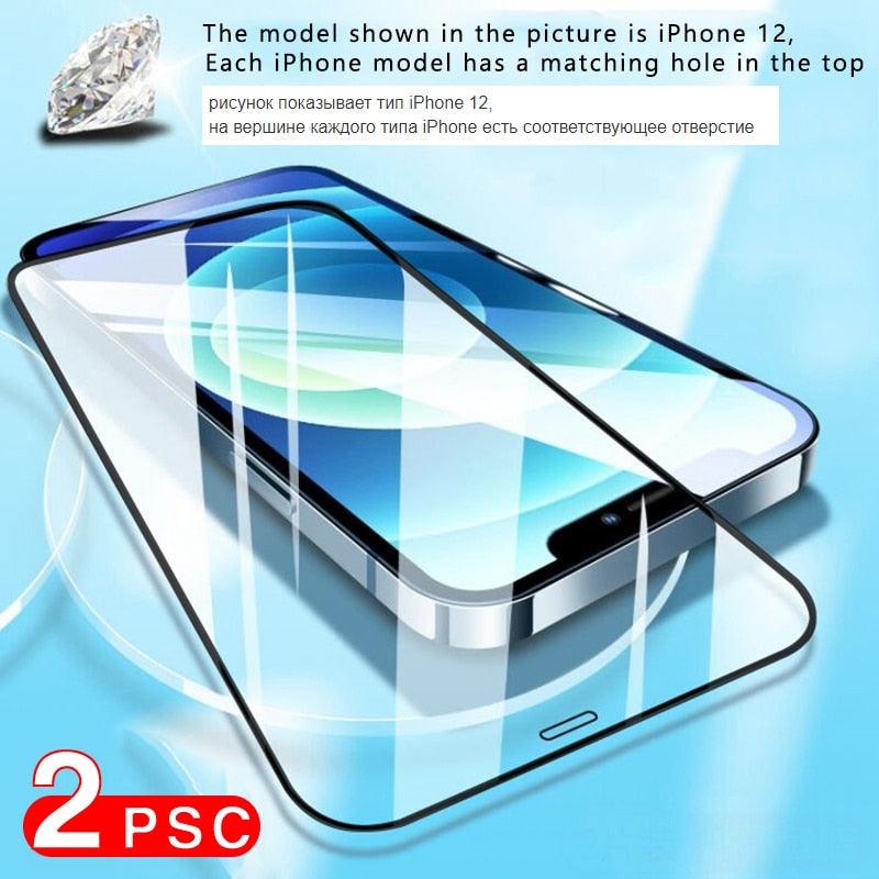 2 pièces, protection d'écran complète pour iPhone 11, 12, 13 PRO MAX, verre intimité pour iPhone 14 Pro, XS Max, XR, 13, 12 mini, verre trempé, film de protection d'écran en verre trempé, dureté 9H, protection d'écran anti-rayures.