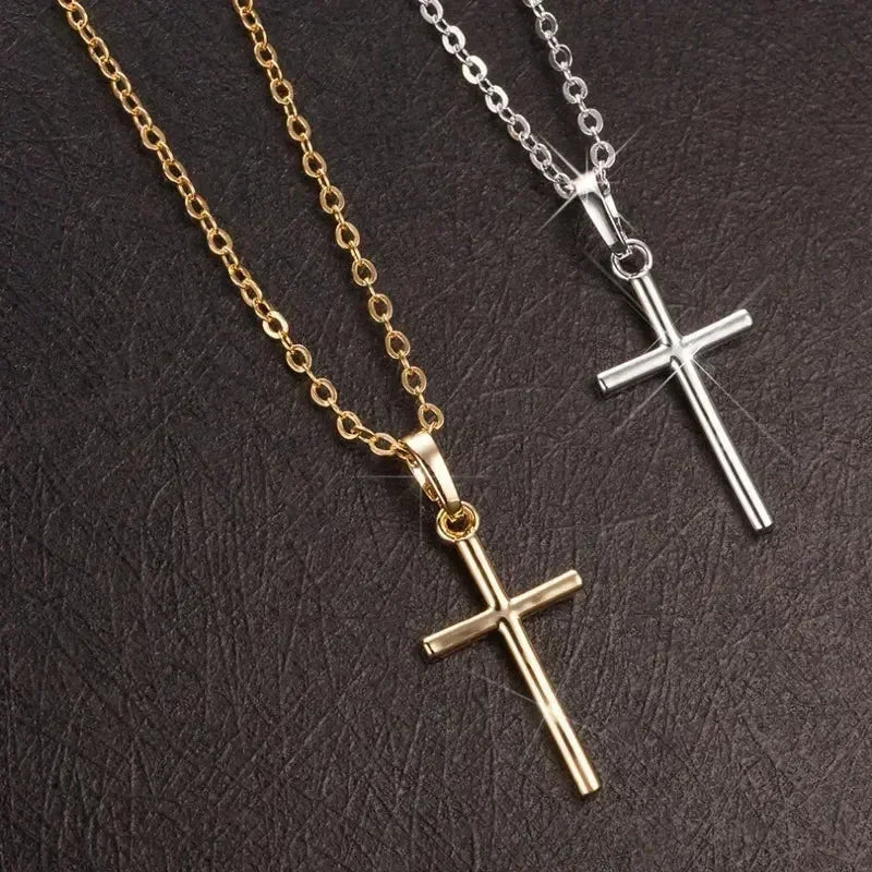 Collier pendentifs croix zircon luxe mode or clair couleur argent pour hommes femmes bijoux chaîne accessoire