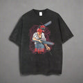 🪚 T-Shirt Graphique Vintage Délavé Chainsaw Man – Streetwear Harajuku
