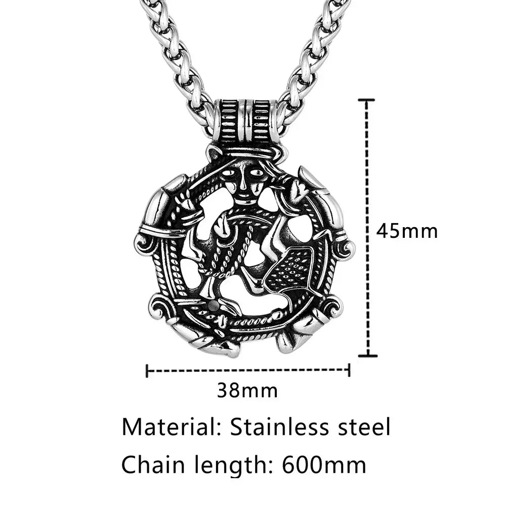 Colliers Viking Vintage Loki Creux Hommes Acier Inoxydable Mythologie Nordique Pendentif Trinité Amulette Bijoux Scandinaves Cadeaux Hommes