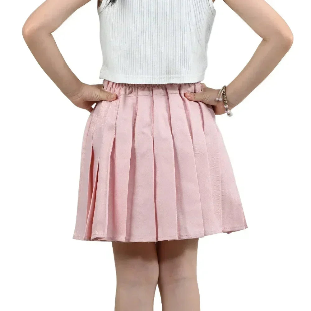 Jupe plissée d'été pour fille, Jupe d'été pour enfants, Mini-jupes pour filles, Jupe plissée vintage 3-13 ans, Jupe-culotte froncée pour jeunes filles