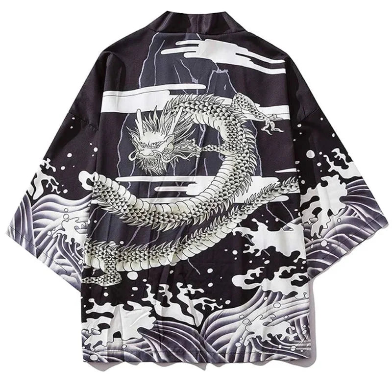 🐉 Haori Yukata Japonais Style Anime Dragon d'Été