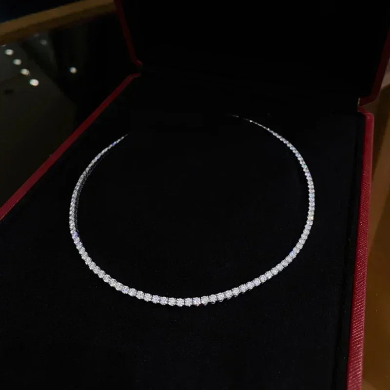 Nouveau collier ras du cou chaîne S925 en argent sterling hip-hop avec pendentifs CZ complets pour femmes, bijoux fins de luxe en zircon cubique AAA, accessoires courts