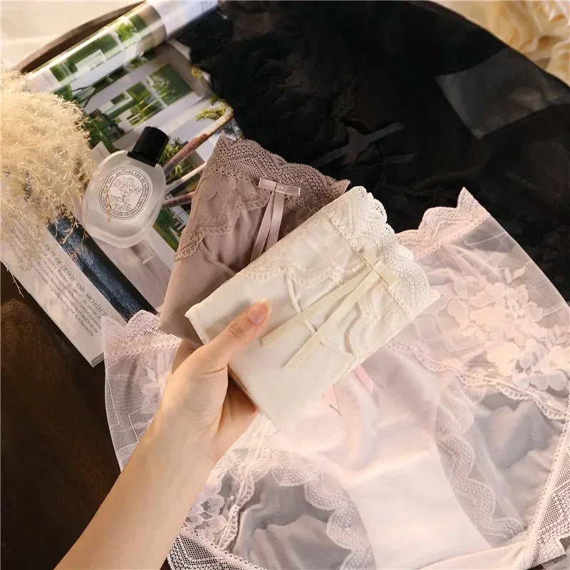 Culotte femme grande taille XL-3XL, en dentelle, transparente et creuse, lingerie sexy et respirante, nouveauté