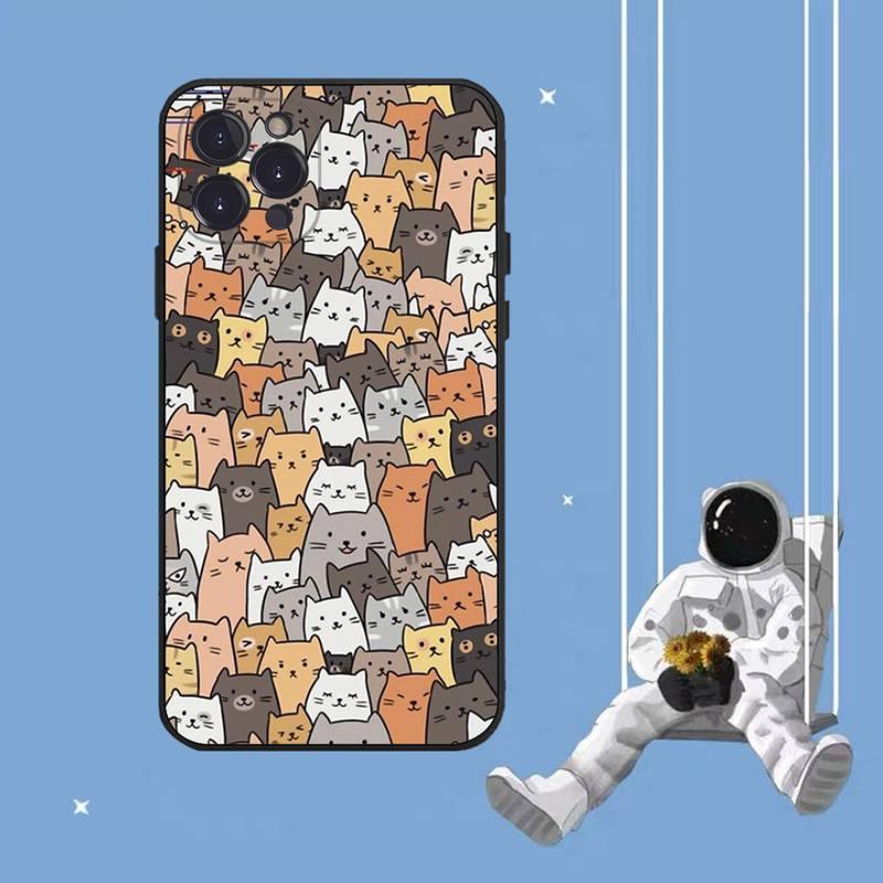 Coque de Téléphone Chat Mignon Art Pour Iphone 8 7 6 6s Plus X Se 2020 Xr Xs 14 11 12 13 Mini Pro Max Coque de Téléphone Portable Housse de Protection Souple Transparente Compatible Pour Iphone