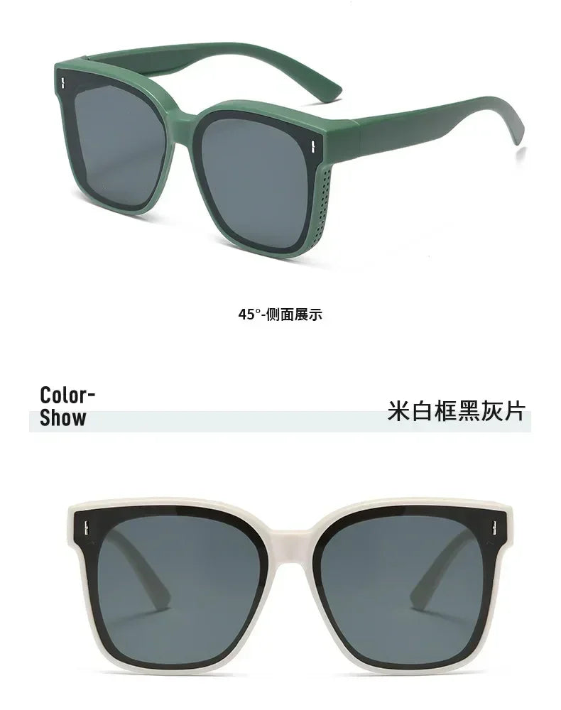 Lunettes de soleil polarisées Fashion Square à clipser pour lunettes de vue, portables, pour hommes et femmes, vintage, pour la pêche et la conduite