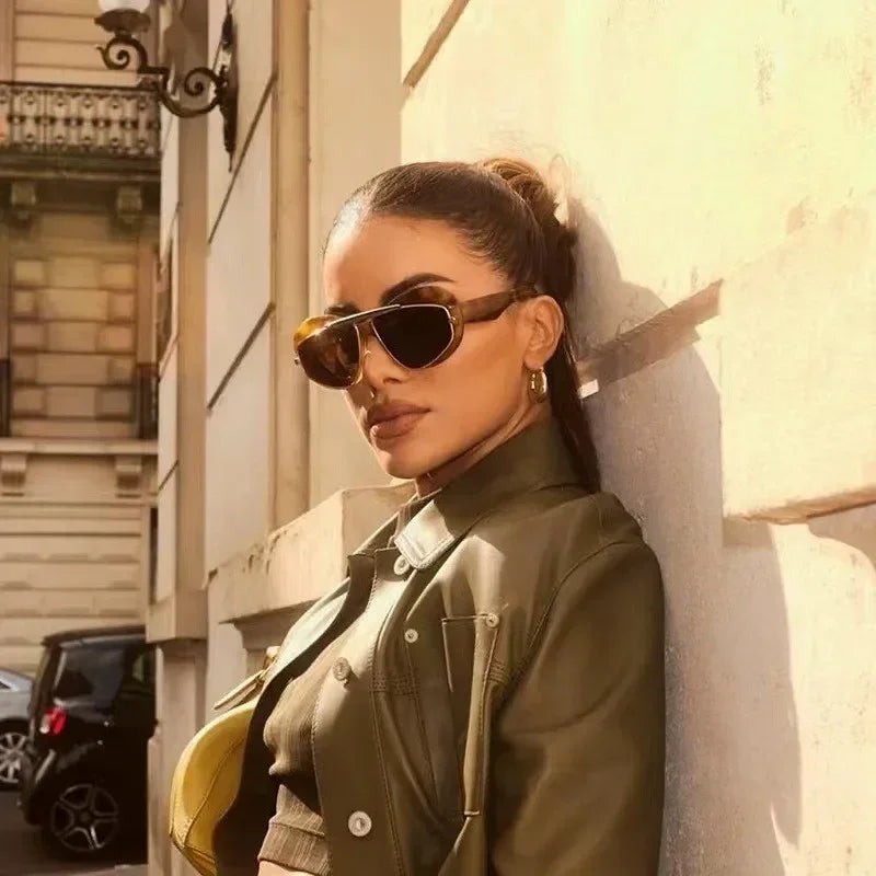 Nouvelles lunettes de soleil tendance Y2K à grande monture, verres œil de chat, style rétro, personnalité, anti-UV