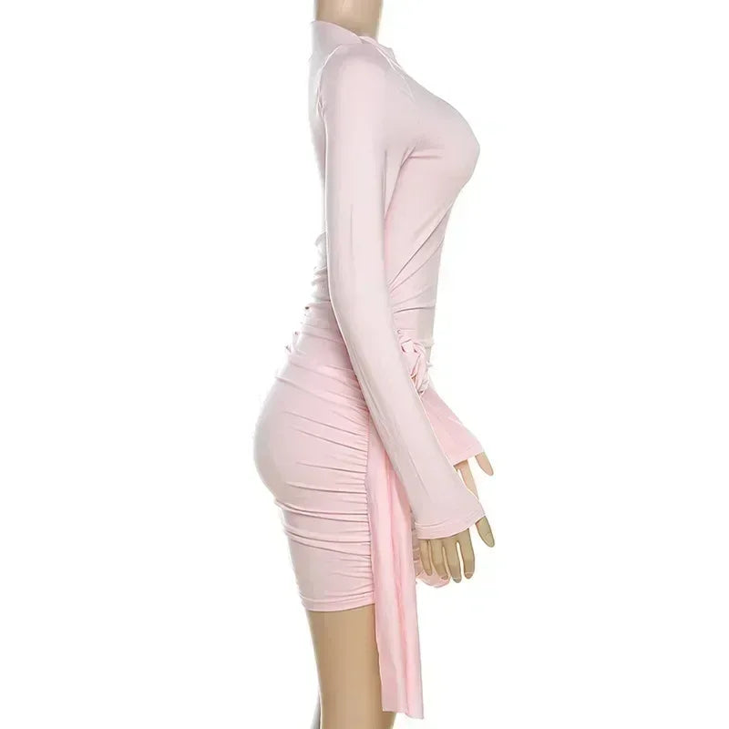 Trendix Robe élégante à manches longues pour femme, mini-robe d'été slim à imprimé floral, robe de vacances unie très tendance pour femme