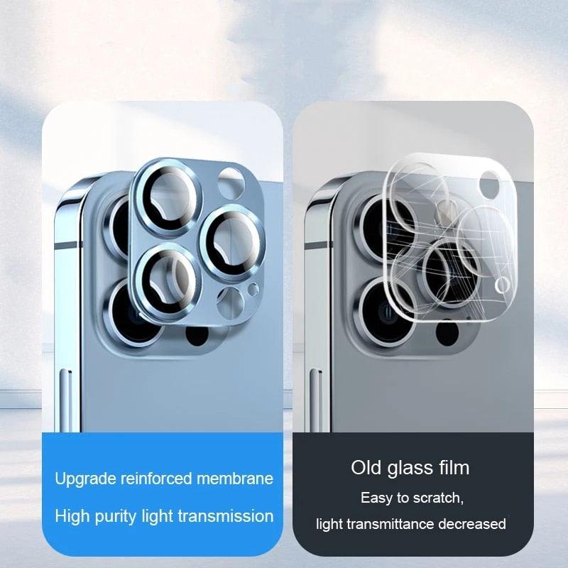 Protecteur d'objectif d'appareil photo pour iPhone 14 13 12 Pro Max 13Mini Verre trempé pour iPhone 11 13 14 Pro 14Plus Protecteur d'appareil photo en métal Film protecteur d'objectif d'appareil photo