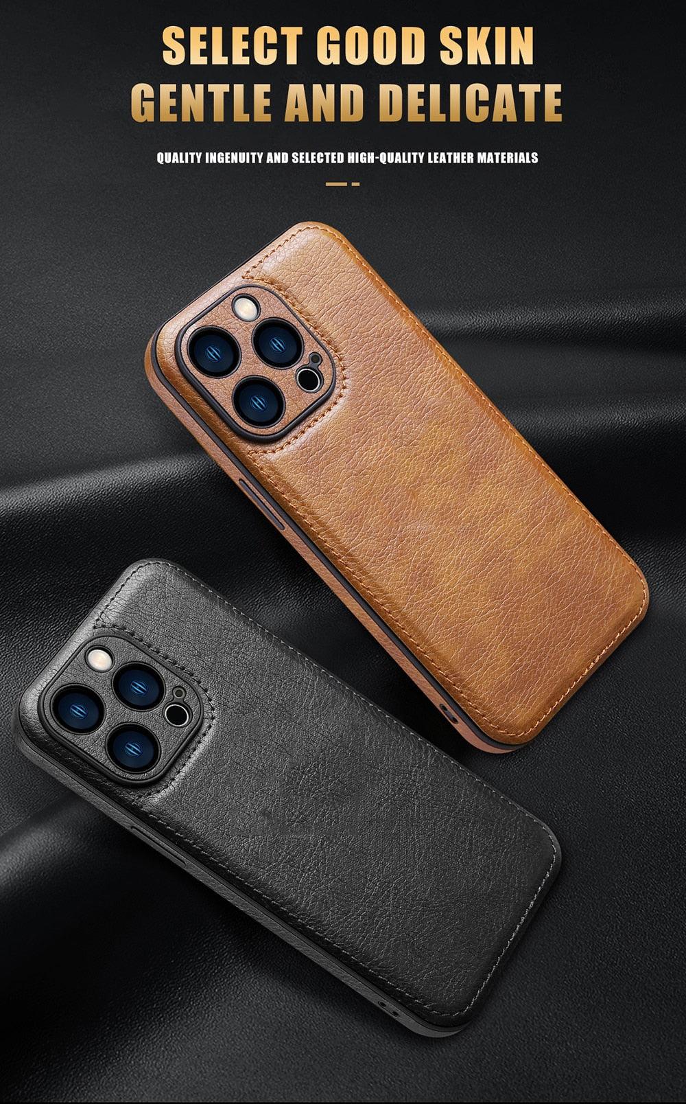 Étui de Téléphone en Cuir PU de Luxe Pour iPhone 14 13 Pro Max 12Pro 11Pro Max 13 12 Pro XS MAX XR X SE 7 8 plus Coque Arrière Tendance Étui Arrière en Cuir pour iPhone 14 Pro Housse Antichoc pour iPhone
