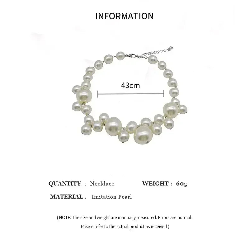 Collier élégant femme perles d'imitation, grand collier ras du cou perles, bijoux de fête, mariage, mariée, cadeaux pour filles