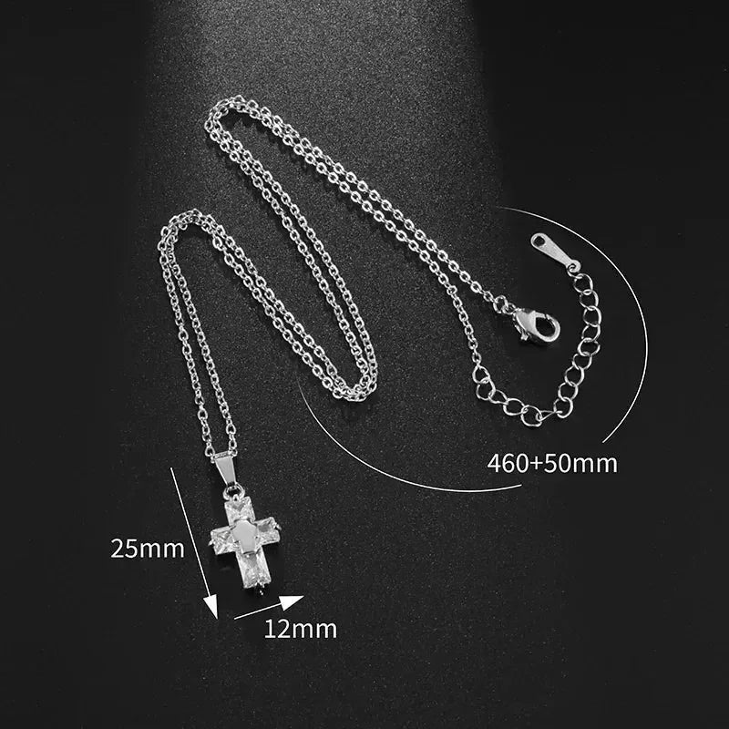 Collier pendentif croix en cristal délicat pour femmes et filles, élégant, pour fête, mariage, bijoux, amulette catholique, cadeau