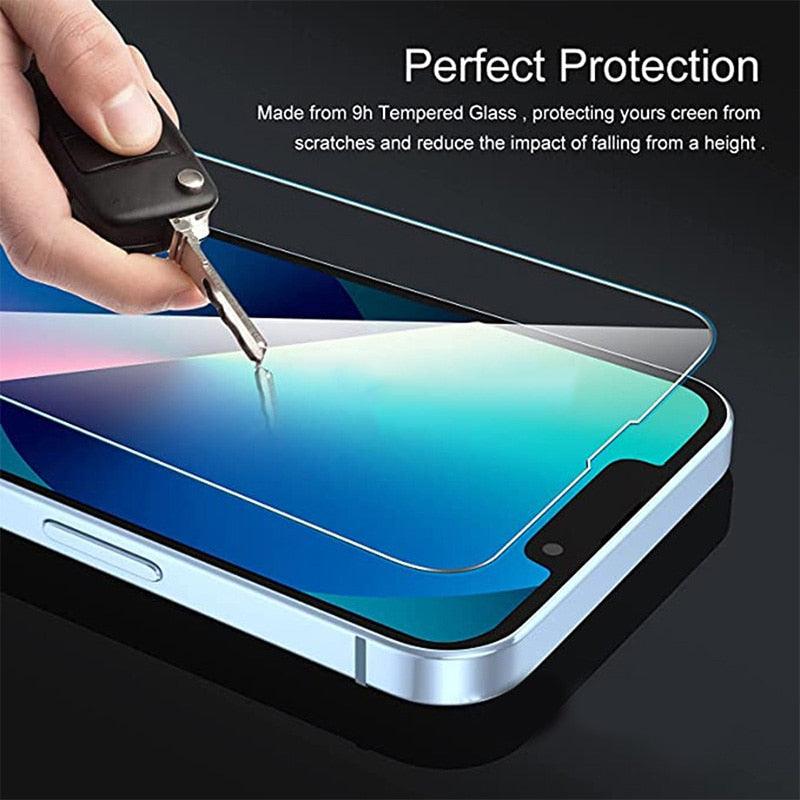 5 Films de protection écran en verre trempé pour iPhone 14 13 12 11 Pro Max 12 13 Mini Protection d'écran pour iPhone X XR XS Max 8 7 6 Plus SE 2020 Protection d'écran intégrale en verre trempé résistant aux rayures pour iPhone