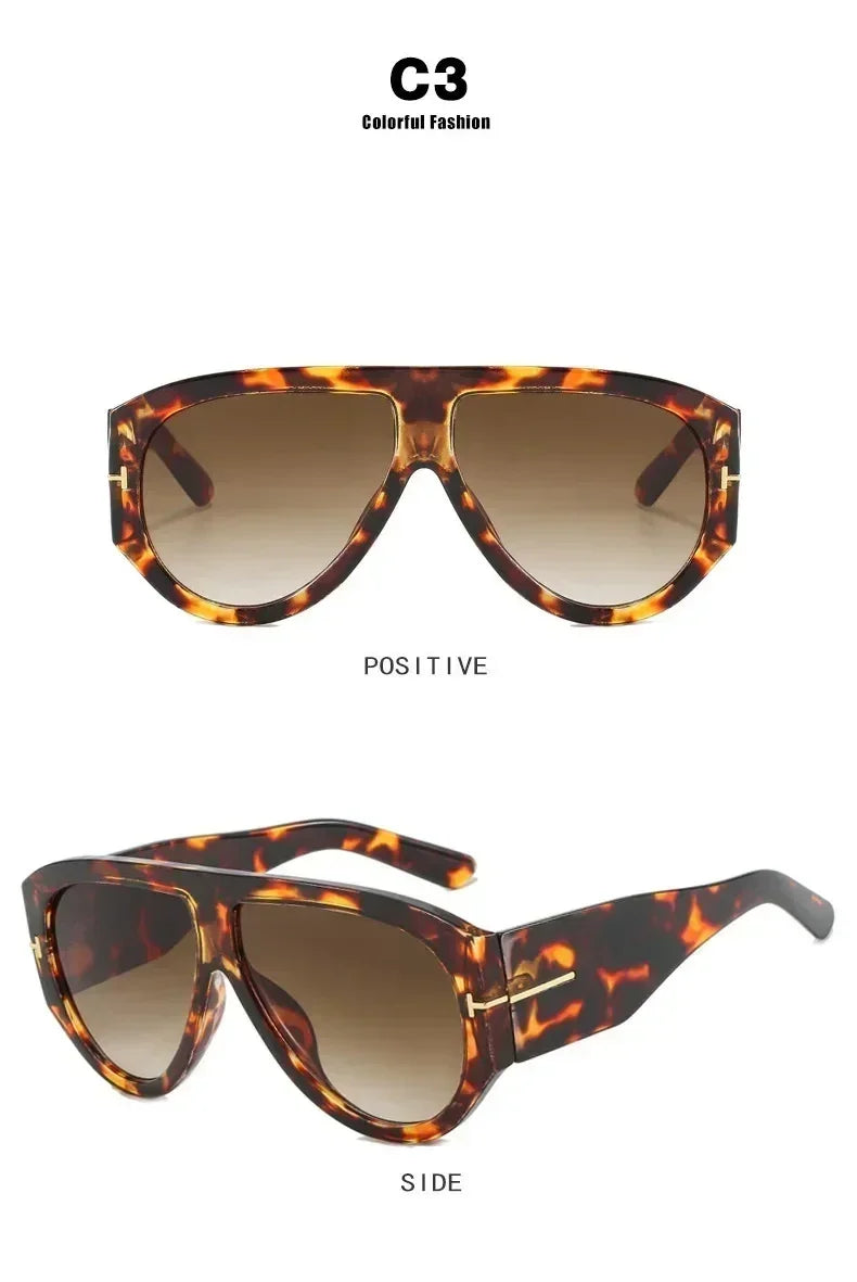 2024 Nouvelle Mode Grande Monture Pilote Lunettes de Soleil Marron Femme Homme Marque T Lunettes de Soleil Extérieur Femme Ombre Oculos De Sol Cadeaux