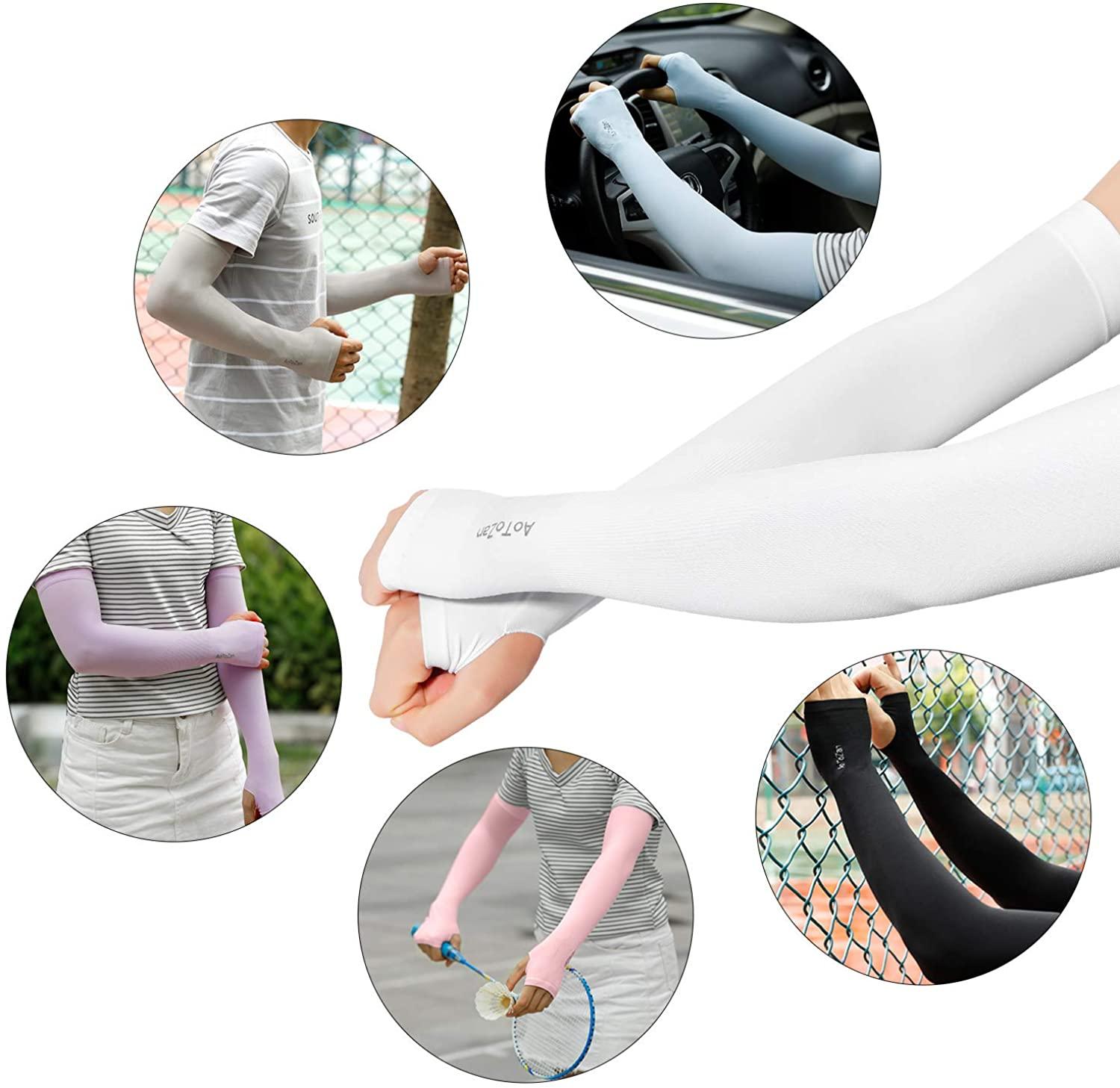 Manchon de compression unisexe taille unique rafraîchissant, anti-UV, avec trou pour le pouce, manchon de compression sportif pour dissimuler les tatouages, long manchon de bras, antidérapant, protège-bras chauffant pour sports de plein air.
