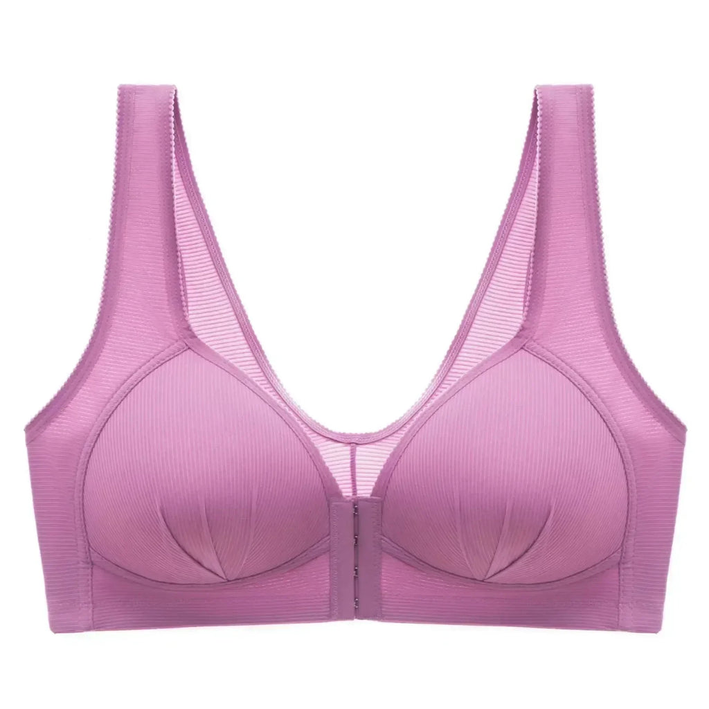 WTEMPO Soutien-gorge en coton grande taille fin sans armature avec boucle avant, sous-vêtement confortable et push-up, collection douce lingerie