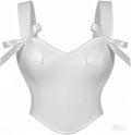 Corset élégant en satin blanc uni avec nœud, bustier sexy, haut court pour mariée, style victorien gothique, pour femmes, taille XXL