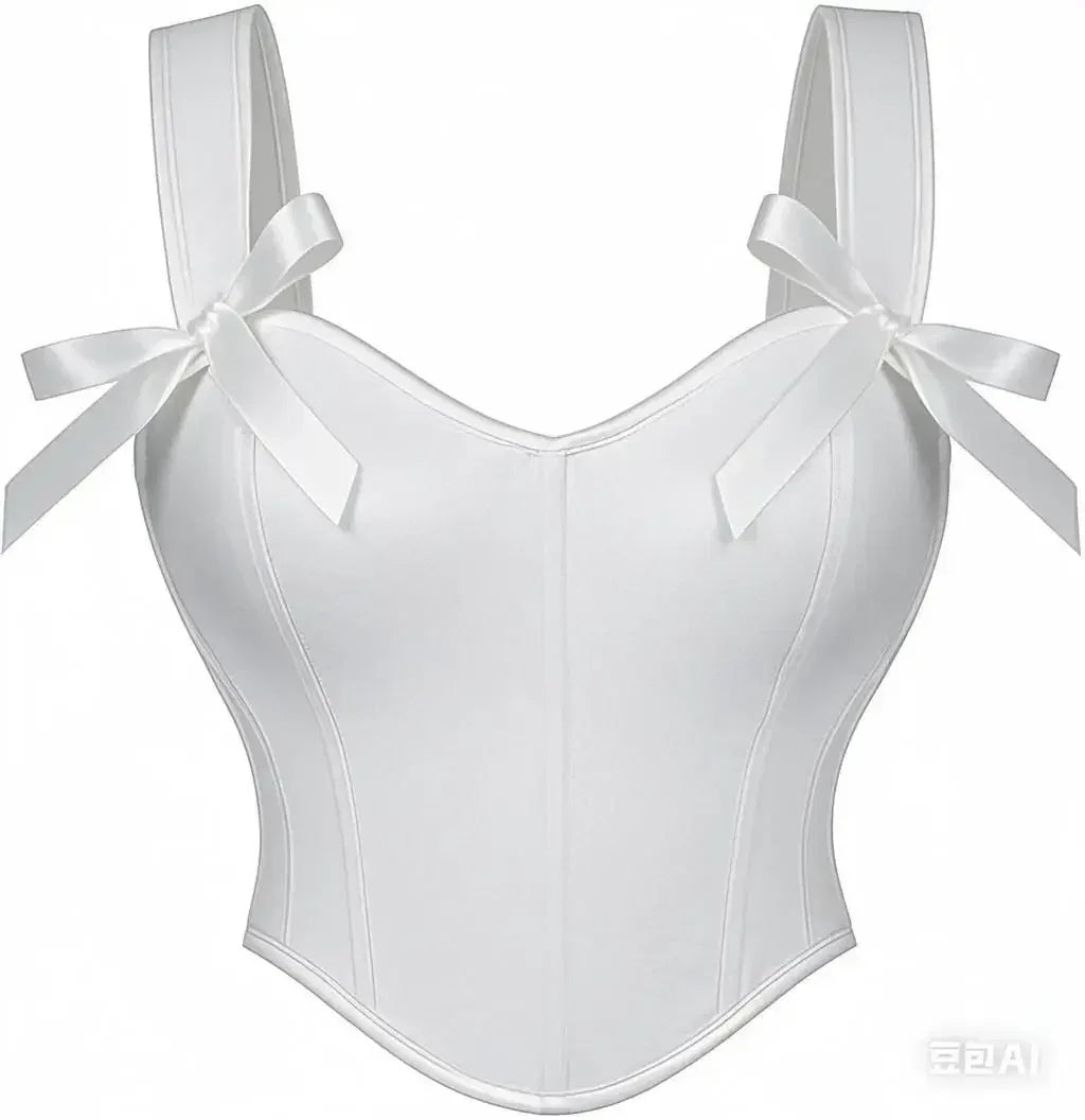 Corset élégant en satin blanc uni avec nœud, bustier sexy, haut court pour mariée, style victorien gothique, pour femmes, taille XXL