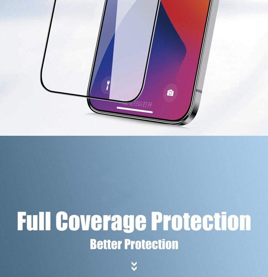 Protecteur d'écran en verre trempé à couverture complète 9D pour IPhone 11 Pro Max 14 12 X S XS XR Verre trempé sur IPhone 13 Mini 7 8 6S Plus SE Film Protecteur d'écran en verre trempé Compatible pour iPhone